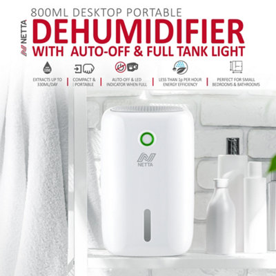 NETTA Portable Dehumidifier 800ml Mini Air Dehumidifier for Mould Moisture - White