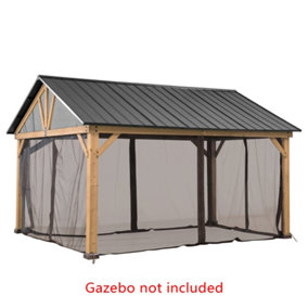 Netting Set for Sunjoy Cedar wood Gazebo -  335cm x 399cm, Khaki