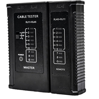 Network Cable Tester: RJ45 Ethernet Cable Tester Kit for Cat5/6/7, RJ11/12-9 LED Lights, Remote Unit, 2-Speed Operation