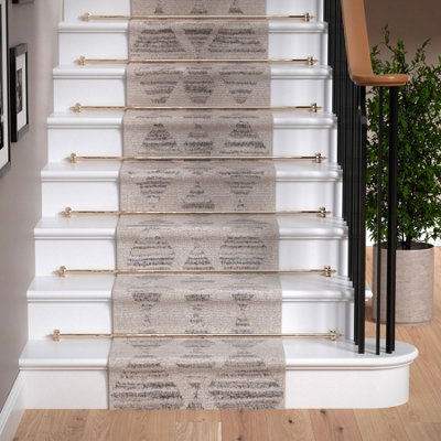 Neutral Beige Distressed Diamond Tonal Soft Extra Long Runner Rug Stair Carpet 60cmx8m