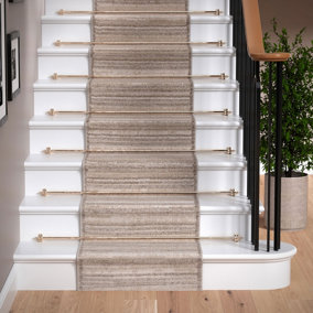 Neutral Beige Distressed Striped Soft Extra Long Runner Rug Stair Carpet 60cmx6m