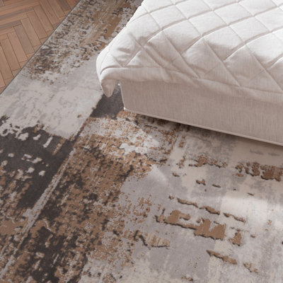 Neutral Beige Greige Transitional Contemporary Abstract Living Area Rug 160x230cm