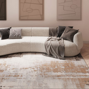 Neutral Beige Greige Transitional Contemporary Abstract Living Area Rug 240x330cm