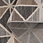 Neutral Beige Grey Geo Tile Runner Rug 60x240cm