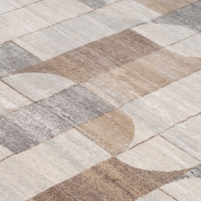 Neutral Beige Grey Geo Wabi Sabi Retro Area Rug 120x170cm
