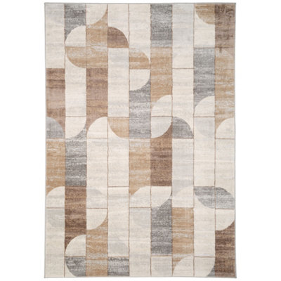 Neutral Beige Grey Geo Wabi Sabi Retro Area Rug 200x290cm