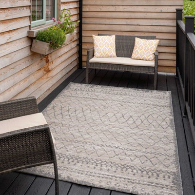 Neutral Beige Grey Striped Woven Flatweave Soft Indoor Outdoor Area Rug ...