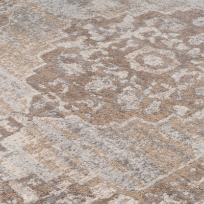 Neutral Beige Traditional Medallion Area Rug 120x170cm