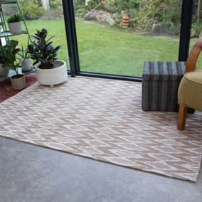 Neutral Distressed Diamond Recycled Cotton Rug 120x170cm