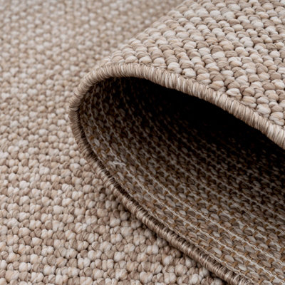 Neutral Minimalistic Cream Beige Boucle Textured Soft Area Rug 60cm x 240cm