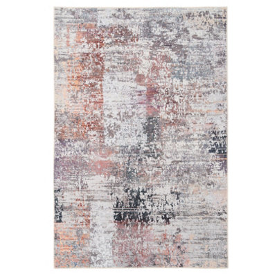 Neutral Multicolour Distressed Abstract Anti Slip Washable Rug 120x170cm