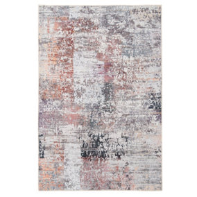 Neutral Multicolour Distressed Abstract Anti Slip Washable Rug 240x330cm