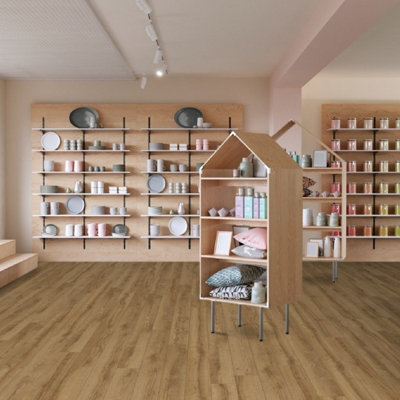 Neutral Slip-Resistant Wood Effect Contract Commercial Heavy-Duty Vinyl Flooring with 3.0mm Thickness-1m(3'3") X 3m(9'9")-3m²