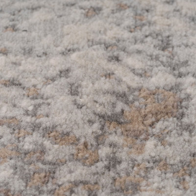 Neutral Warm Beige Grey Distressed Abstract Area Rug 200x290cm