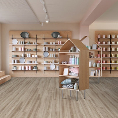 Neutral Wood Effect Anti-Slip Contract Commercial Heavy-Duty Vinyl Flooring with 3.0mm Thickness-14m(45'11") X 2m(6'6")-28m²