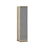 Nevada 1 Door 1 Drawer Wardrobe - L52 x W40 x H182.5 cm - Grey Gloss/Light Oak Effect Veneer