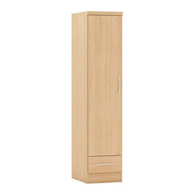 Nevada 1 Door 1 Drawer Wardrobe - L52 x W40 x H182.5 cm - Sonoma Oak Effect