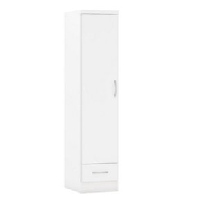 Nevada 1 Door 1 Drawer Wardrobe - L52 x W40 x H182.5 cm - White Gloss