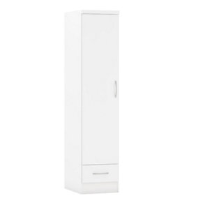 Nevada 1 Door 1 Drawer Wardrobe White Gloss Finish