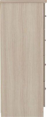 Nevada 1 Door 5 Drawer Low Wardrobe Oyster Gloss and Oak Effect