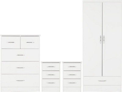 Nevada 2 Door 1 Drawer Wardrobe Bedroom Set White Gloss 2 Man Del