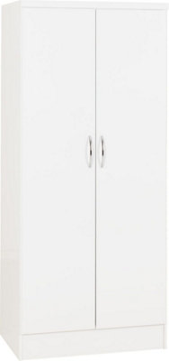 Nevada 2 Door All Hanging Wardrobe in White Gloss Finish