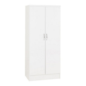 Nevada 2 Door All Hanging Wardrobe - L52 x W78 x H182.5 cm - White Gloss