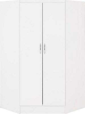 Nevada 2 Door Corner Wardrobe in White Gloss Finish