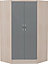 Nevada 2 Door Corner Wardrobe - L108 x W143 x H182.5 cm - Grey Gloss/Light Oak Effect Veneer