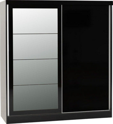 Nevada 2 Door Sliding Wardrobe in Black Gloss Finish