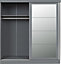 Nevada 2 Door Sliding Wardrobe - L62 x W178.5 x H194 cm - Grey Gloss