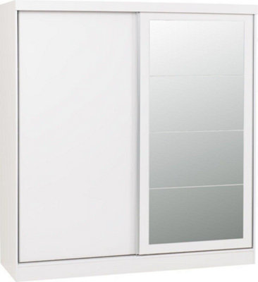 Nevada 2 Door Sliding Wardrobe with Mirror in White Gloss Finish