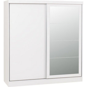 Nevada 2 Door Sliding Wardrobe with Mirror in White Gloss Finish