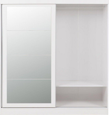 Nevada 2 Door Sliding Wardrobe with Mirror in White Gloss Finish