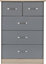 Nevada 3+2 Drawer Chest - L46 x W81 x H115.5 cm - Grey Gloss/Light Oak Effect Veneer