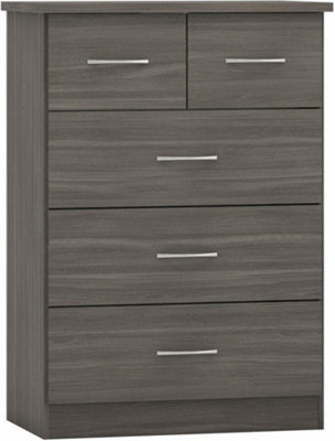 Nevada 3 +2 Drawer Chest of Drawers Black Wood Grain Effect