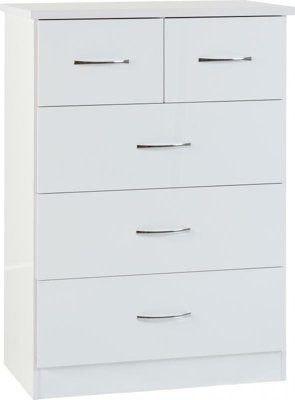 Nevada 3+2 Drawer Chest White Gloss