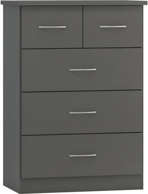 Nevada 3 and 2 Drawer Chest 3D Effect Grey