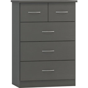Nevada 3 and 2 Drawer Chest 3D Effect Grey