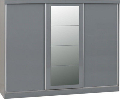 Nevada 3 Door Sliding Wardrobe in Grey Gloss Finish