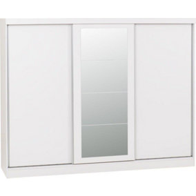 Nevada 3 Door Sliding Wardrobe with Mirror in White Gloss Finish
