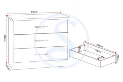 Nevada 3 Drawer Chest White This range comes flat-packed for easy home assembly. Instructions and fixing kits included.
