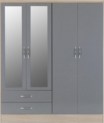 Nevada grey 5 drawer deals compact wardrobe