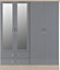 Nevada 4 Door 2 Drawer Mirrored Wardrobe - L52 x W154 x H182.5 cm - Grey Gloss/Light Oak Effect Veneer