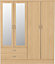 Nevada 4 Door 2 Drawer Mirrored Wardrobe - L52 x W154 x H182.5 cm - Sonoma Oak Effect