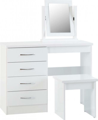 Nevada 4 Drawer Dressing Table Set in White Gloss