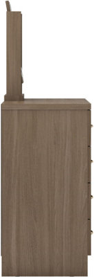 Nevada 4 Drawer Dressing Table Set Rustic Oak Effect with stool and mirror