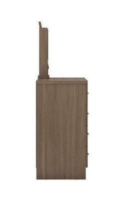 Nevada 4 Drawer Dressing Table Set Rustic Oak Effect with stool and mirror