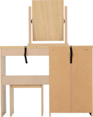 Nevada 4 Drawer Dressing Table Set Stool Mirror Oak Effect