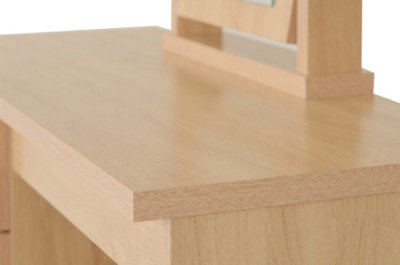 Nevada 4 Drawer Dressing Table Set Stool Mirror Oak Effect